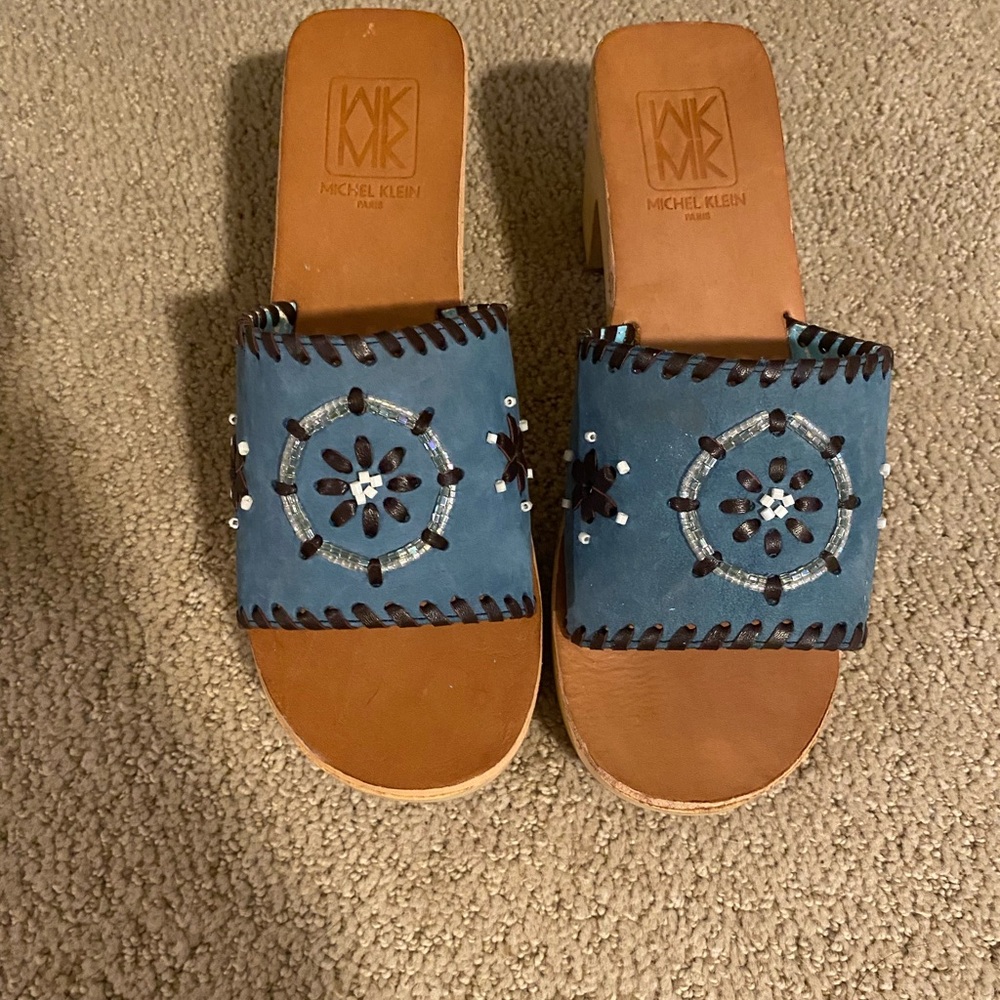 Blue Embellished Mules - Picture 2 of 7